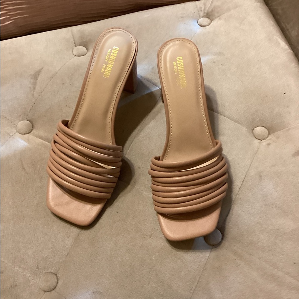Chic Tan Heeled Mules by Charles & Keith